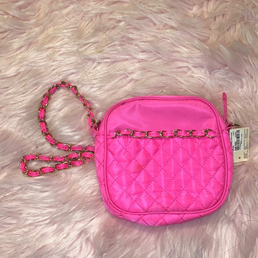 NWT Pink forever 21 hot pink and gold small cross body
